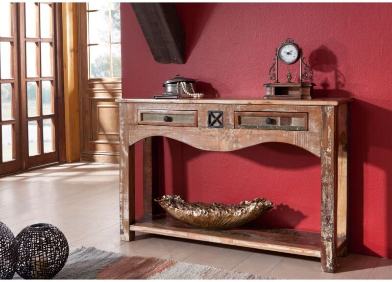 Konsolentisch Altholz 115x30x76 mehrfarbig lackiert NATURE OF SPIRIT 03