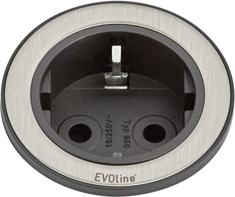 EVOline 159280001100 Einbau-Steckdosenleiste 1fach Edelstahl, Schwarz 1 St.