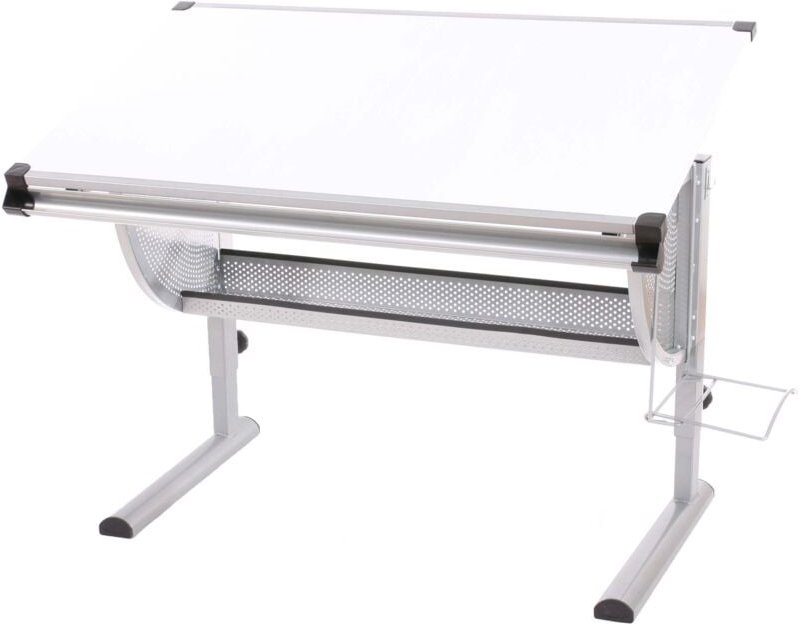 Kinder-/Jugend-Schreibtisch Schülerschreibtisch Bürotisch Preston, höhenverstellbar, neigbar weiß