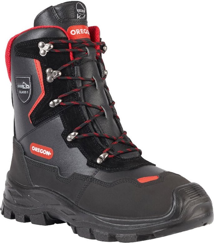 Oregon Yukon Klasse 1 Leder-Sicherheitsstiefel für Kettensägenarbeiten, schwarz, 295449/43