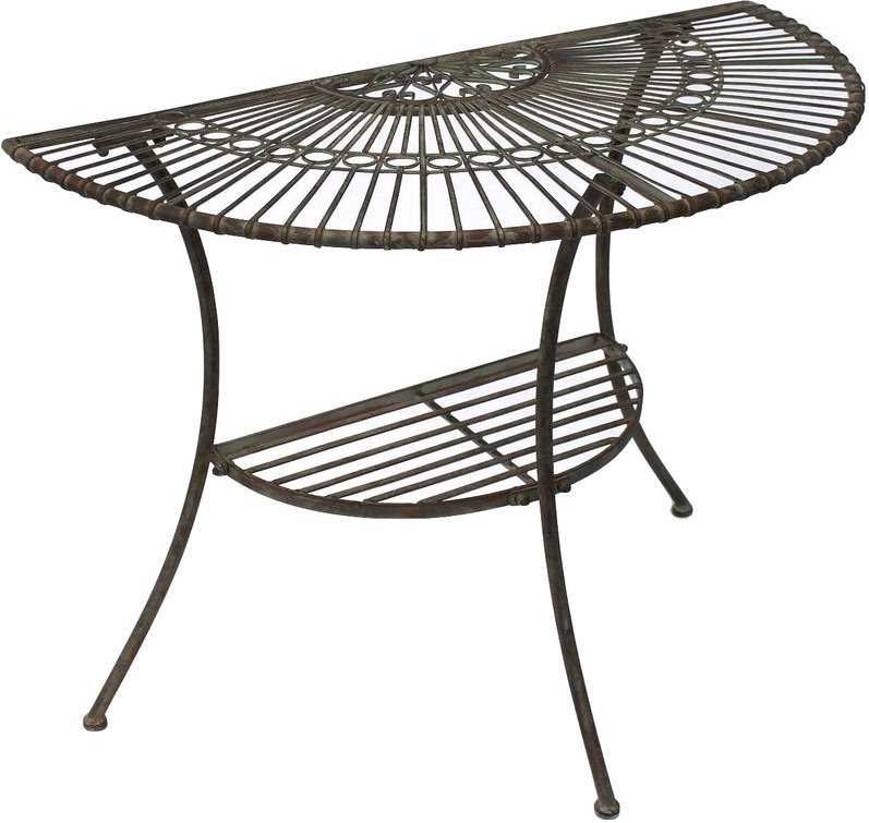 Tisch Halbrund Wandtisch Malega 100531 Beistelltisch aus Metall 100 cm Gartentisch Halbtisch Halbrundtisch Wandkonsole K...