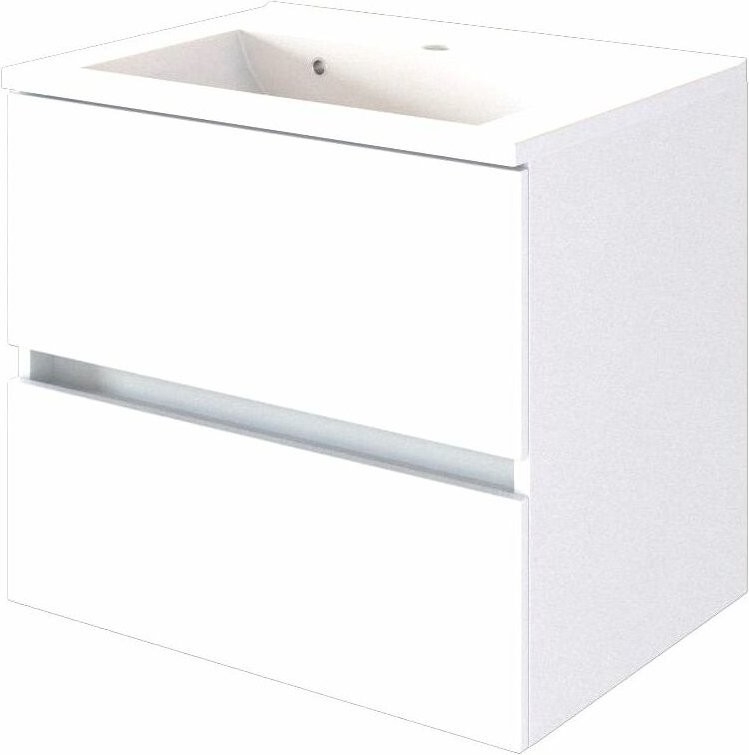Waschtischunterschrank inkl. Waschbecken 60 cm ARLON-03 matt weiß BxHxT 60x56x47 cm