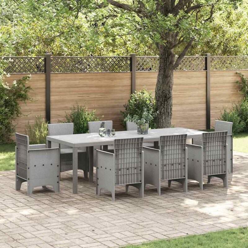Gartentisch Hellgrau 250x100x73 cm Poly Rattan Vidaxl 466024