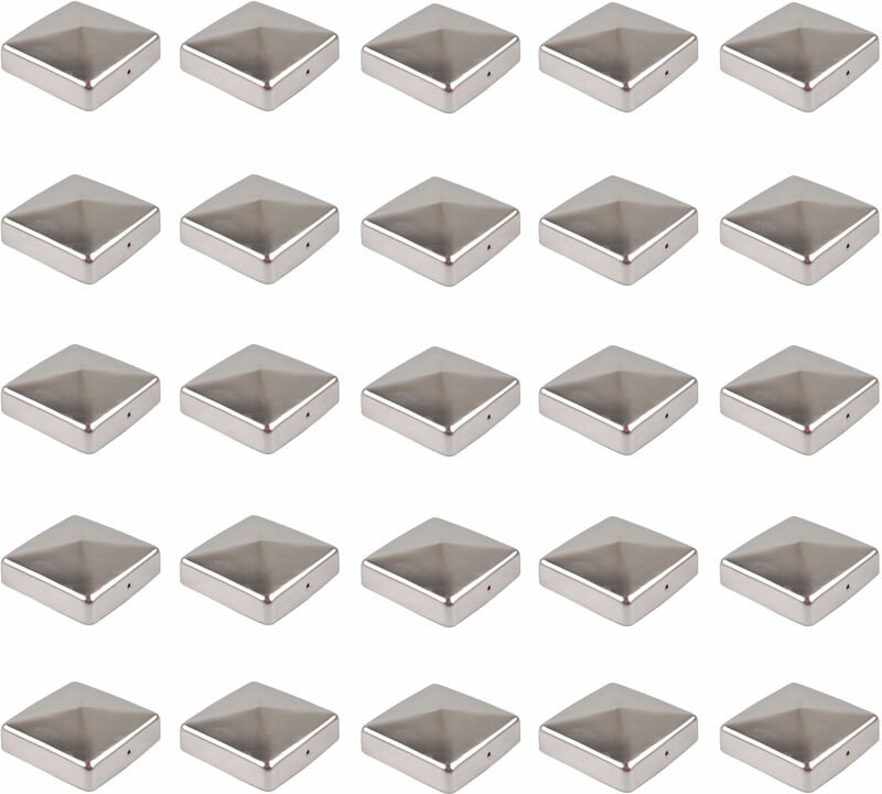 Thumbnail - Baumarktplus - 25x Pfostenkappe Edelstahl 101 mm Pyramide Abdeckkappe für Pfosten 10 x 10 cm