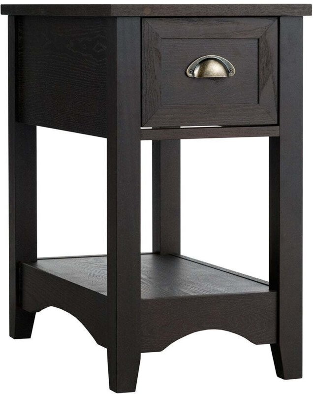 Northix - Retro beistelltisch mit schublade ablage gummiholzbeine fur wohnzimmer schlafzimmer walnuss