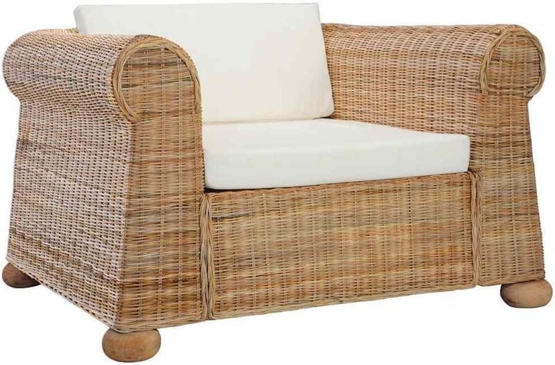 Vidaxl - Sessel mit Kissen Natur Rattan