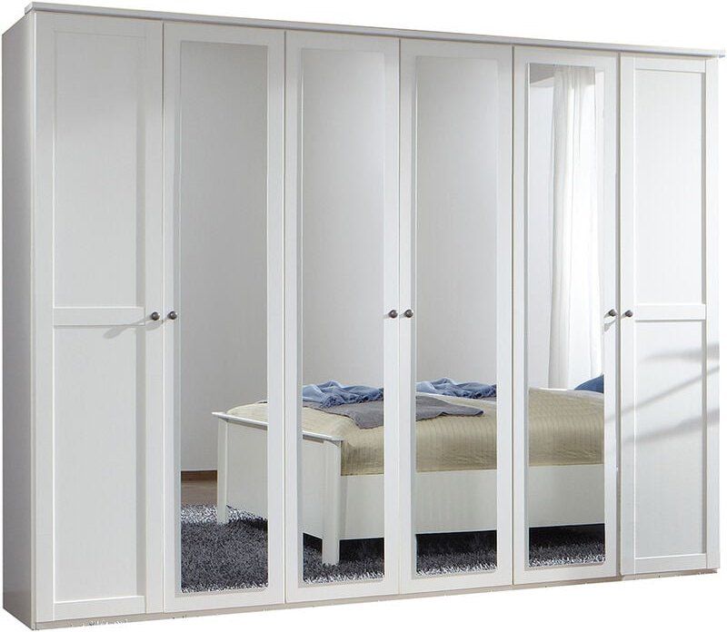 Kleiderschrank 270cm, 6-türig, weiß mit Spiegeltüren, CROPANI-43