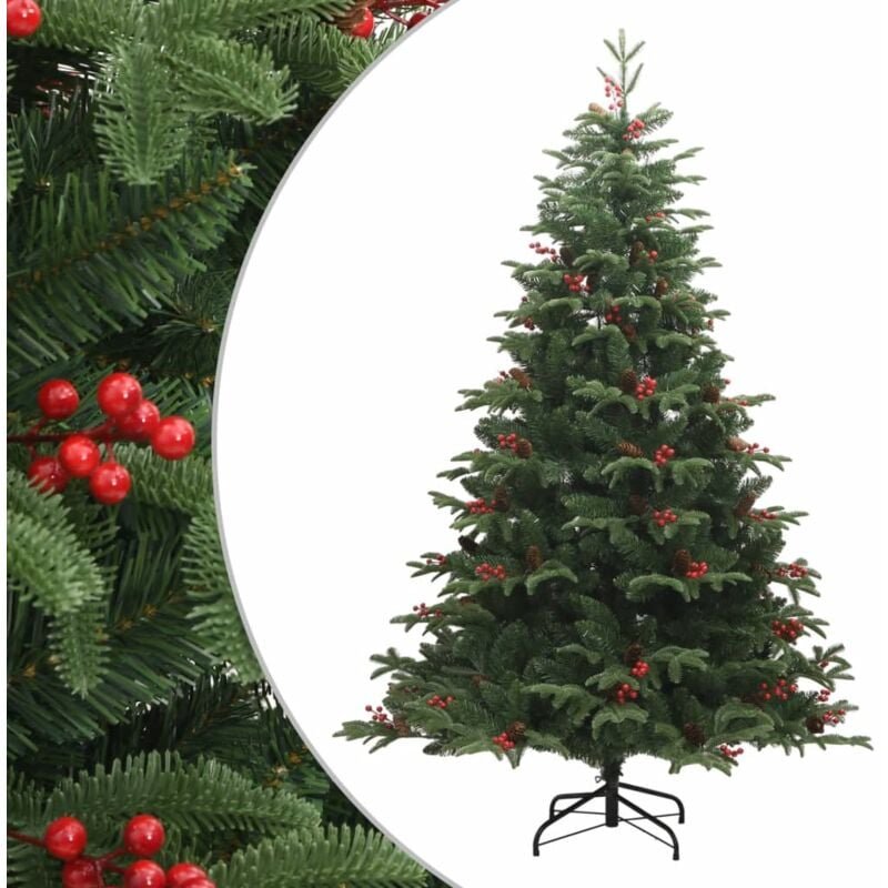 Künstlicher Weihnachtsbaum Klappbar mit Zapfen & Beeren 240 cm - Vidaxl