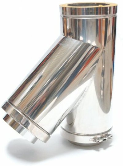 Astec - Edelstahlschornstein T-Stück 45° doppelwandig DN113-300 Schornstein Edelstahl 8210-180