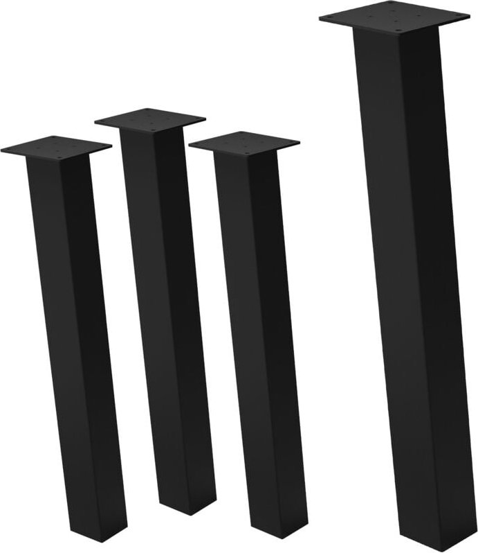 Ml-design - 4er Set Tischbeine schräg 72 cm, Schwarz glänzend, aus pulverbeschichtetem Stahl, eckig, Profil 8x8 cm, I-Fo...