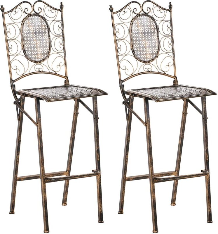 Beliani - Barstuhl 2er Set Schwarz Metall Klappbar Antik-Optik Vintage-Optik Romantischer Französischer Pariser Stil Ohn...