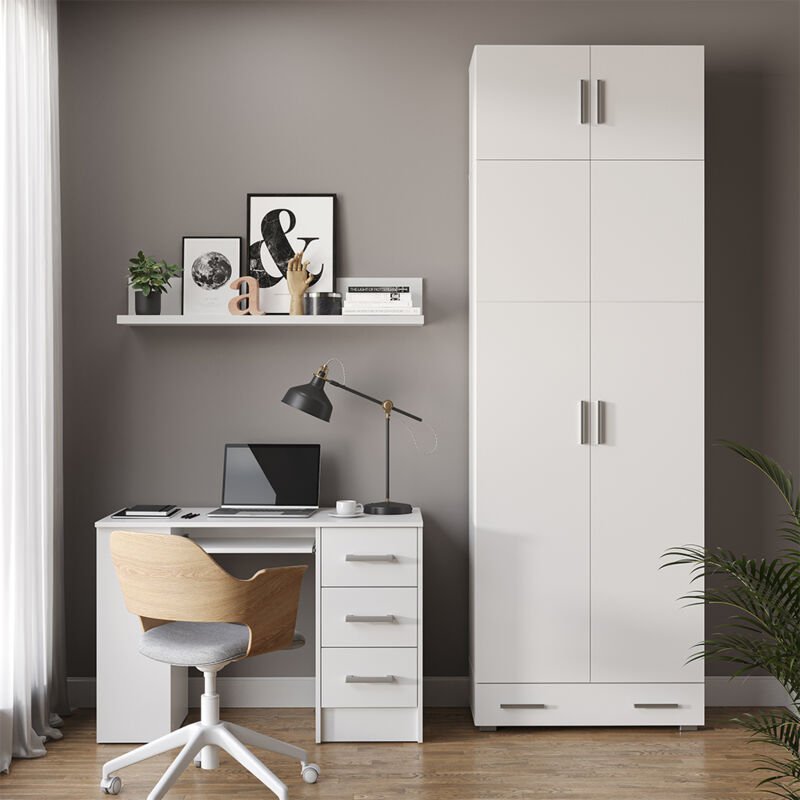 Vicco - Aktenschrank Frank, Weiß, 80 x 182.4 cm mit Schrankaufsatz und Schublade