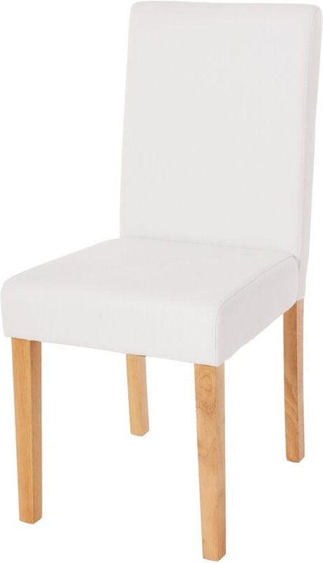 Esszimmerstuhl Littau, Küchenstuhl Stuhl, Kunstleder weiß matt, helle Beine