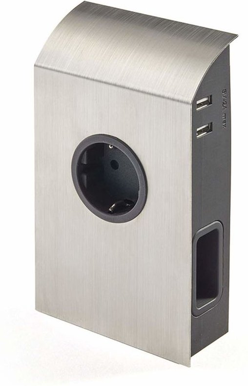 So-tech - Unterbau- Anbausteckdose Edelstahloptik gebürstet mit Schuko, 2x Euro & 2x usb