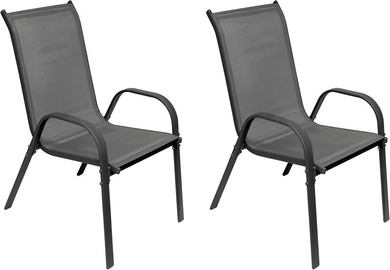 Mojawo - 2 Stück Stapelsessel Metall kd - Textilen Grau / Anthrazit-MMC330881-2