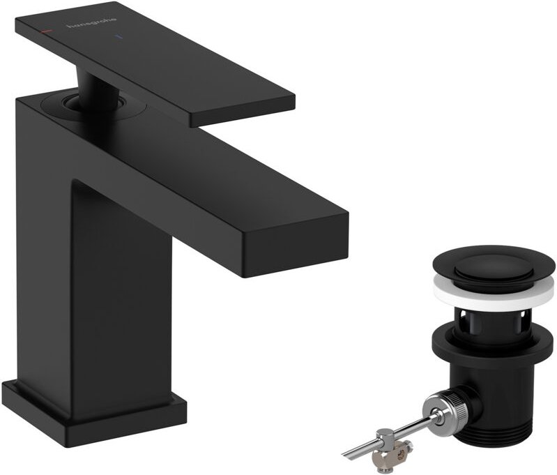 Tecturis e - Waschtischarmatur mit Ablaufgarnitur, CoolStart, EcoSmart, schwarz matt 73002670 - Hansgrohe