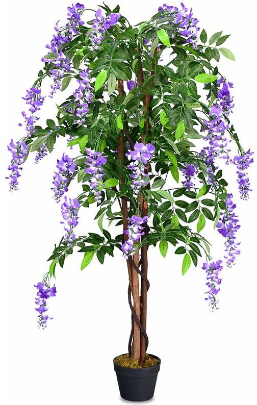 Costway - Kunstbaum mit Blueten Kunstpflanze Zimmerpflanze Kunstblume Dekopflanze kuenstlich lila