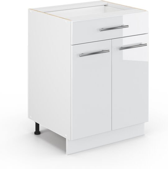 Badschrank Fame-Line, Weiß Hochglanz, 60 x 81.6 cm mit Schublade, ohne Arbeitsplatte Vicco