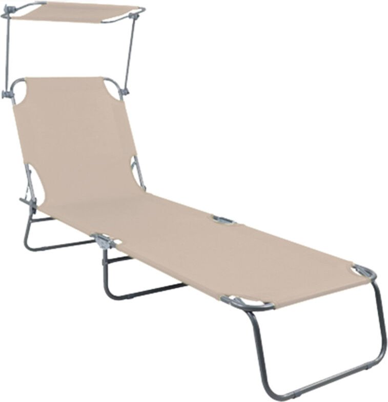 Mojawo - 3-Bein Gartenliege Beige 186x55x24cm mit Dach-MGM4000BG