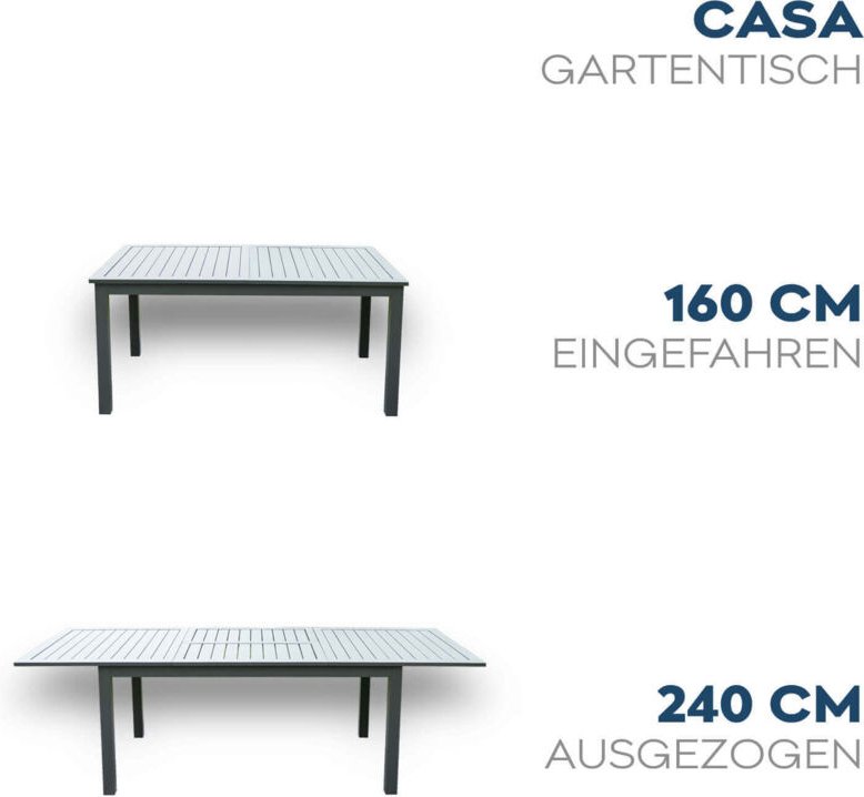 Garten-Sitzgruppe ausziehbar casa madera - 160/240 x 100 cm Menge 1 tlg. Gartentisch Gartenstuhl Gartenmöbel Garten - Ho...