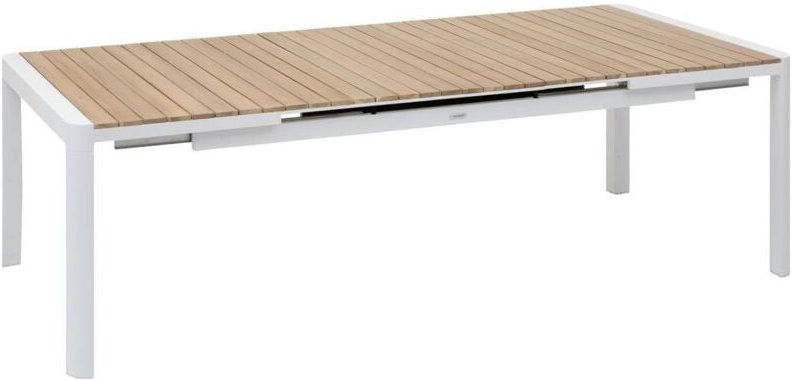 Ausziehbarer Gartentisch paradize Akazie & Weiß - 12 Plätze - Epoxidbeschichtetes Aluminium - FSC®-zertifiziertes Akazie...