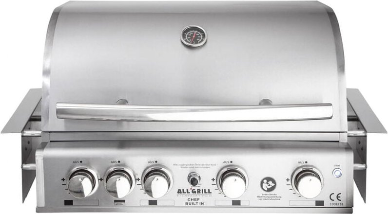 Allgrill Einbau-Gasgrill chef l Edelstahl Built-In Air System, 4 Brenner, Backburner 100929