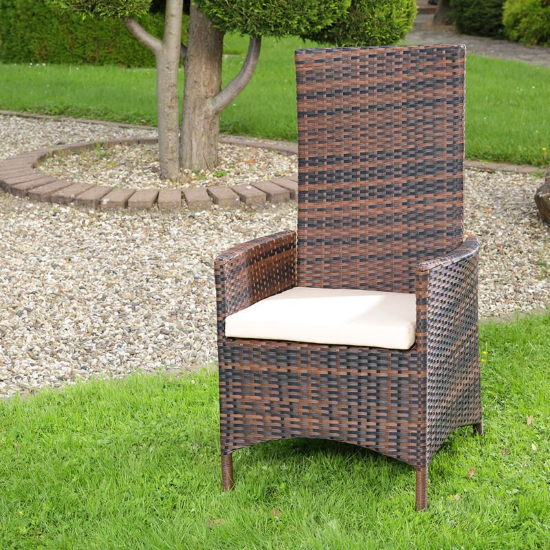 Mucola - 6er Set Verstellbarer Garten Relaxsessel Polyrattan Gartenmöbel Balkon Sitzmöbel