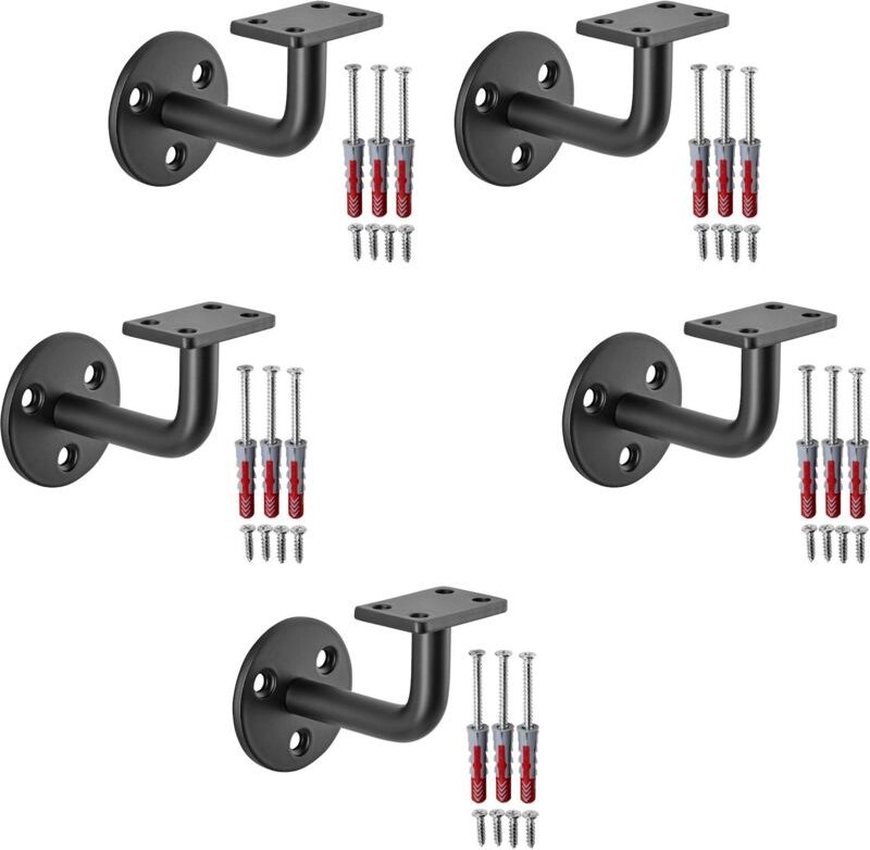 SOTECH Handlaufhalter CURVE 90° Stahl schwarz pulverbeschichtet 55 x 70 x 80 mm Geländerhalter rund Halter für Treppenge...