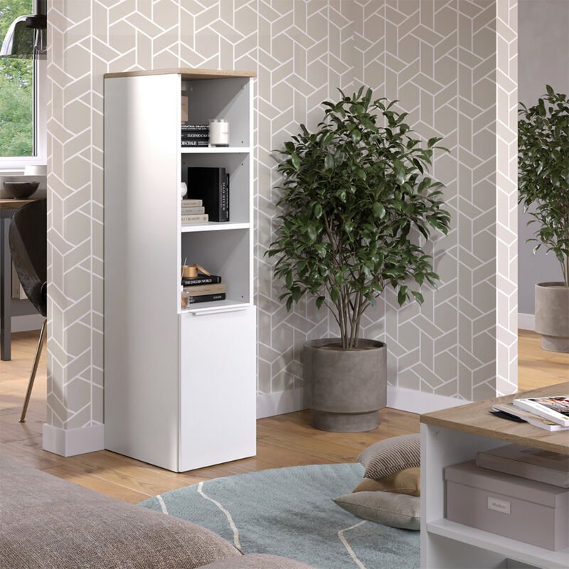 Universalschrank Wido, Weiß/Sonoma, 30.2 x 120 cm mit einer Tür, Vicco