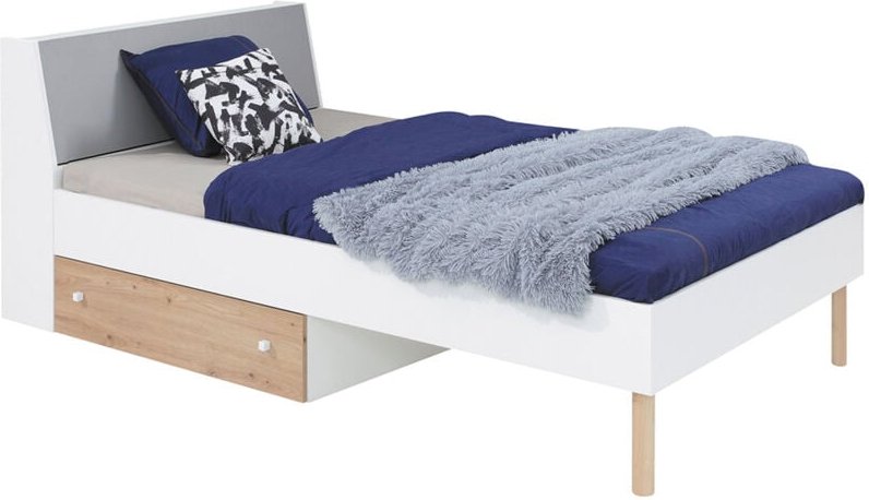 Lomadox - Jugendbett 120x200cm in weiß mit Eiche und grau FAIRFAX-133