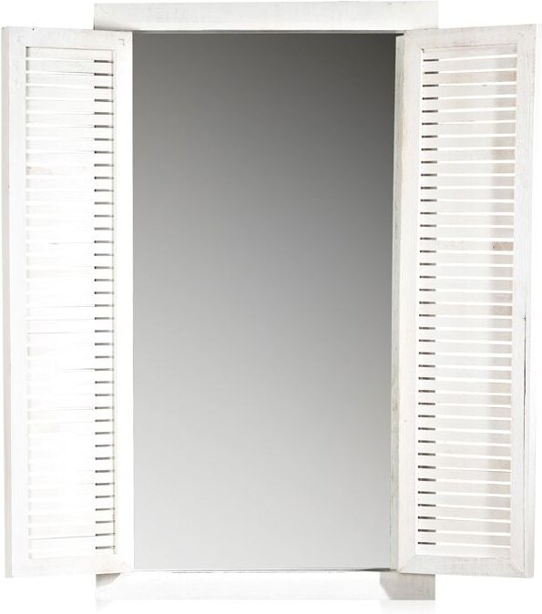 Mucola - Wandspiegel Spiegel Dekospiegel Fensterladen Ablage Shabby Chic weiß Holz 72CM