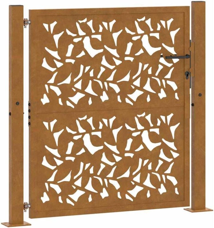Gartentor 105x105 cm Wetterfester Stahl Blatt-Design - Vidaxl