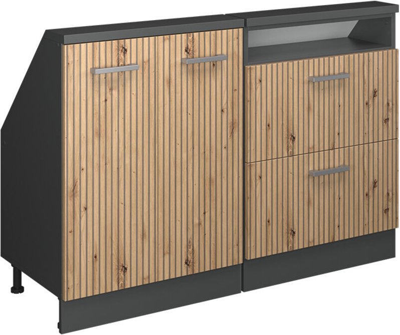 Dachschrägenschrank-Set Rion, Artisan Eiche/Anthrazit, 2er Set, Vicco