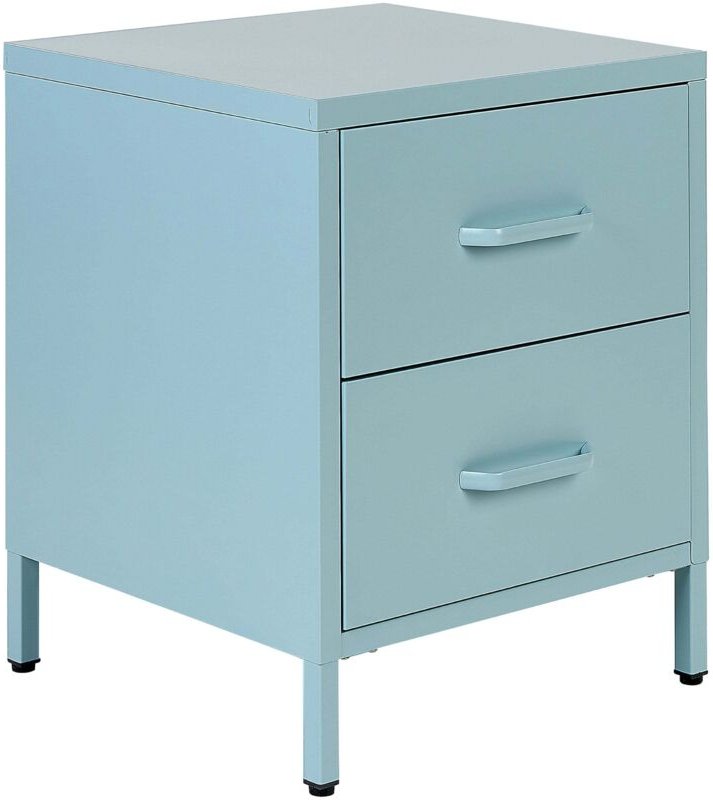 Nachttisch mit 2 Schubladen MALAVI Metall Hellblau