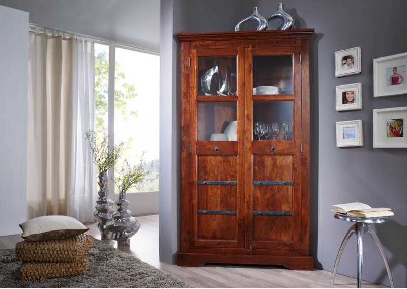 Eckschrank Akazie 108x57x183 nougat lackiert oxford 410