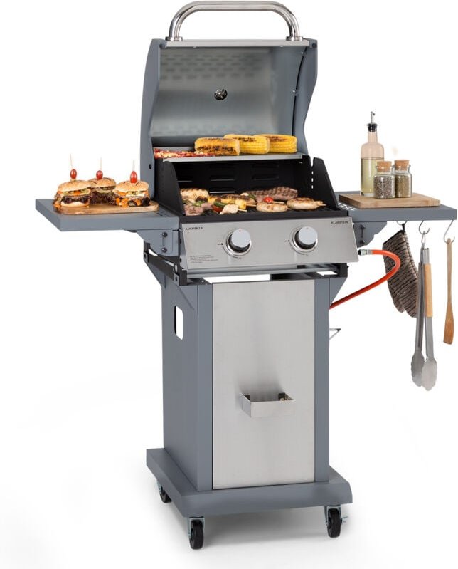 Gasgrill für Camping Balkon Garten, Grill mit 2 Brenner, 7200W Edelstahl-Gasgrill, Outdoor Gasgrill, Gas Grill für Propa...