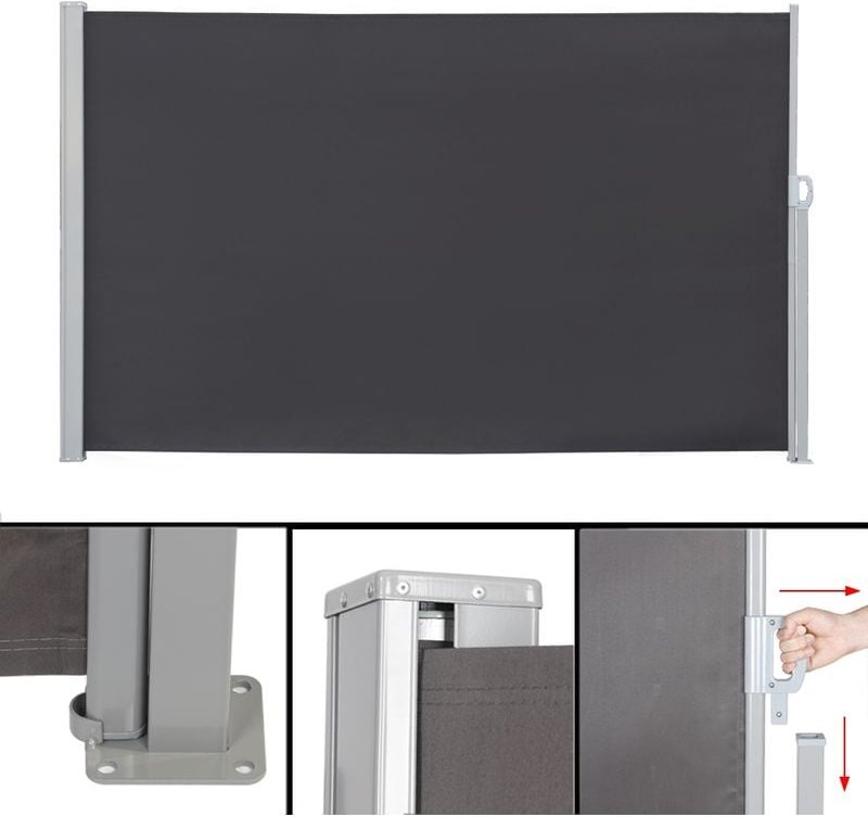 Mucola - Seitenmarkise Balkonmarkise - Windschutz Seitenrollo Sichtschutzwand in Braun 180x300CM