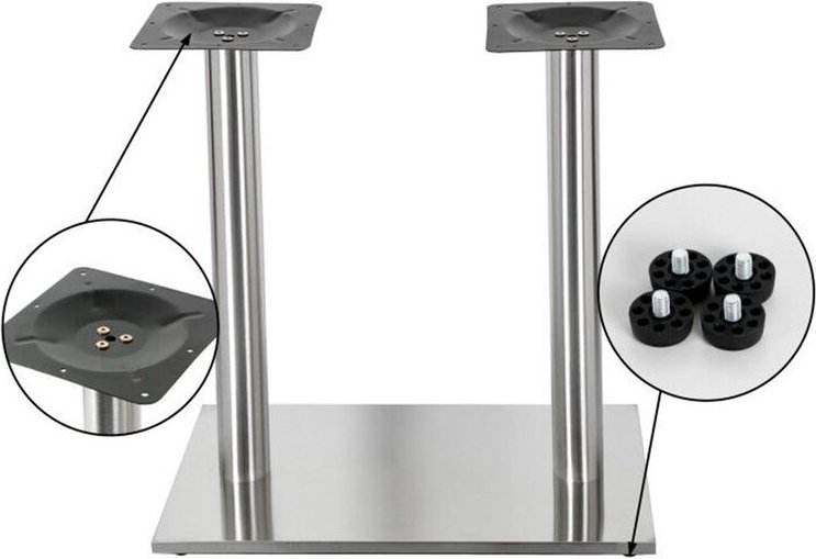 Tischuntergestell Doppeltischsäule Möbelfuß aus Edelstahl, ca. 70 x 40 x 72 cm - kann mit einer Tischplatte Ihrer Wahl k...