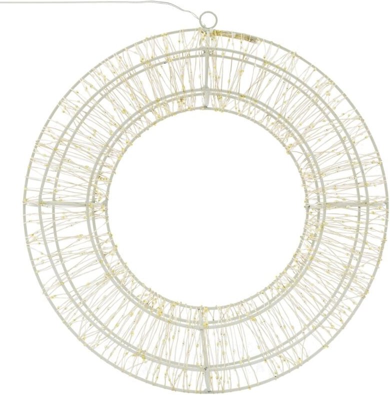 ECD Germany LED Metall Kranz Ø50cm mit 1440 LEDs, Warmweiß, Hängekranz mit Timer, IP44 Wasserdicht, Innen/Außen, Strombe...