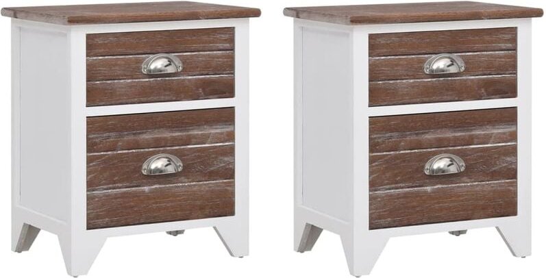 Nachttische 2 Stk. mit 2 Schubladen Braun und Weiß Vidaxl