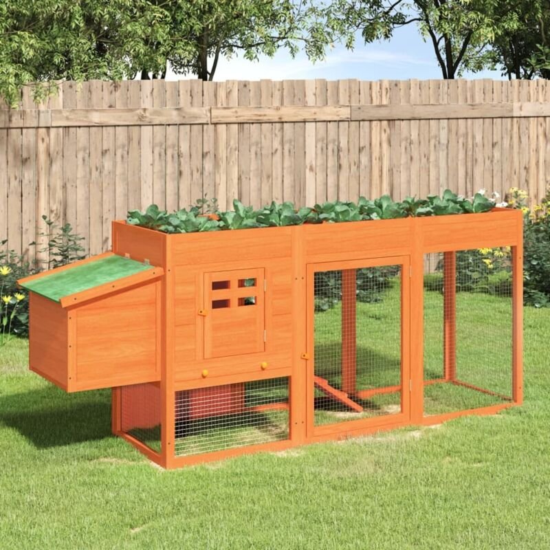 Hühnerstall Braun 204x50x84 cm Massivholz Kiefer vidaXL