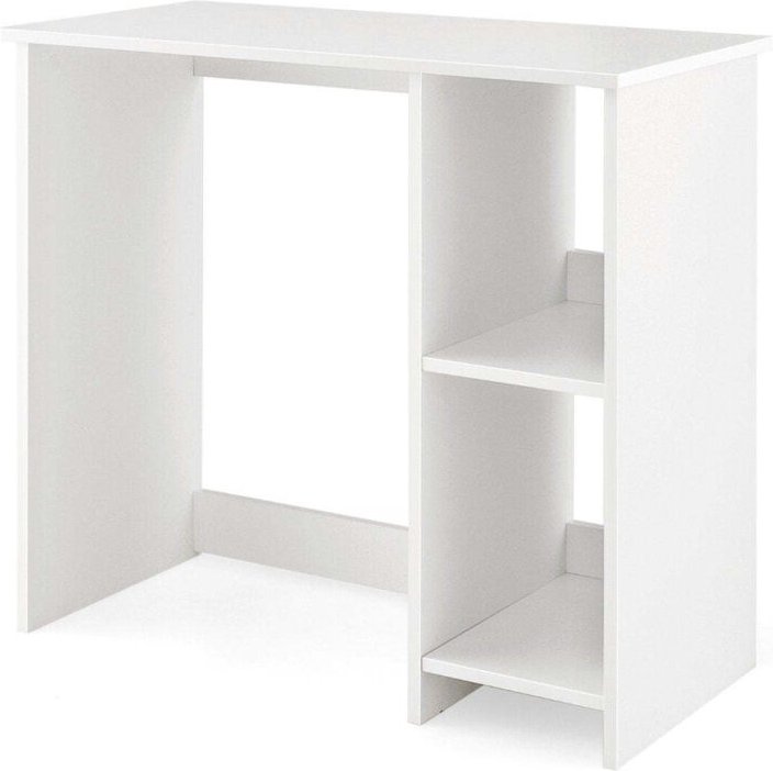 Kleiner schreibtisch mit 2 fachern computertisch burotisch pc tisch 80 x 40 x 74 cm wei