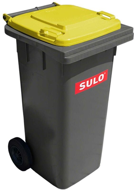 Thumbnail - Citybac classic 120 Liter Grau mit Gelbem Deckel Mülltonne Müllbehälter Abfalltonne Made in Germany Extra Starker Kunsts...