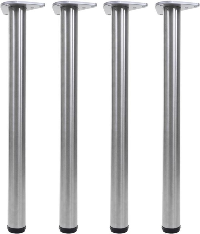 4er-Set Tischbein HHG-894, für Schreibtisch Esstischfuß Tischgestell, 73cm Edelstahl-Optik