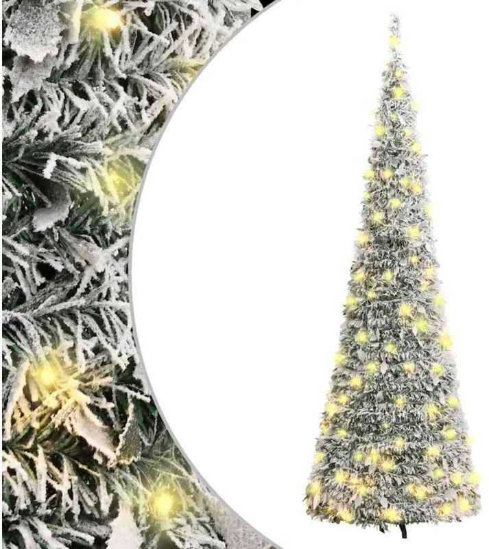 vidaXL Pop-Up-Weihnachtsbaum Künstlich Beschneit 200 LEDs 210 cm
