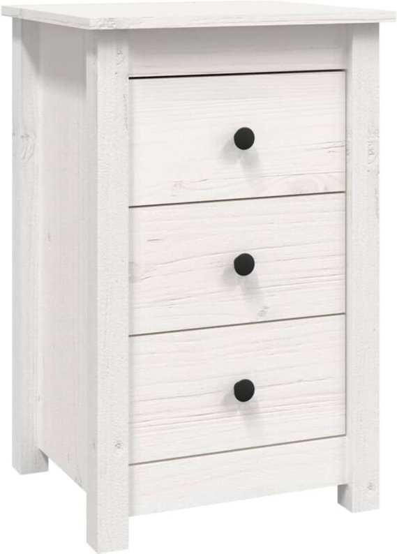 Thumbnail - Nachttisch Weiß 40x35x61,5 cm Massivholz Kiefer vidaXL
