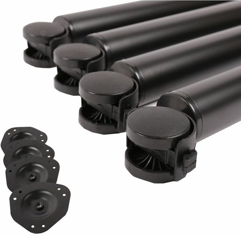 4er Set Tischbeine auf Rollen Tischfuss rollbar 710mm mit Feststellbremse Schwarz