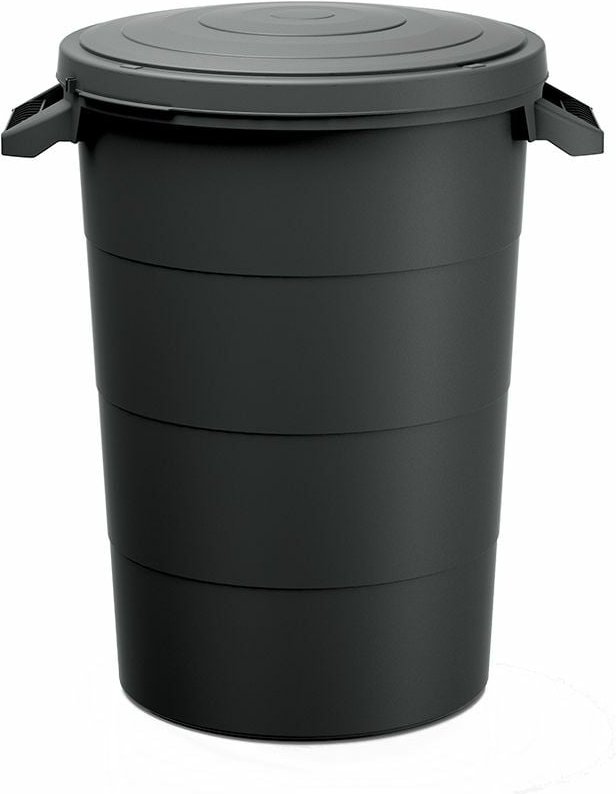 Regenwasser-Tank 80 Liter mit Deckel - anthrazit - Universal Kunststoff Tonne mit Tragegriffen - Regentonne Garten Abfal...