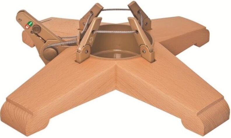 KRINNER Weihnachtsbaum Christbaumständer Vario Tölz Massivholz Buche Design 47cm inkl. Fußpedal-und Einseiltechnik für B...