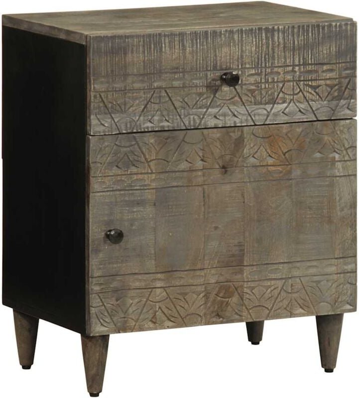 Nachttisch Hellgrau 50x33x60 cm Massivholz Mango Vidaxl